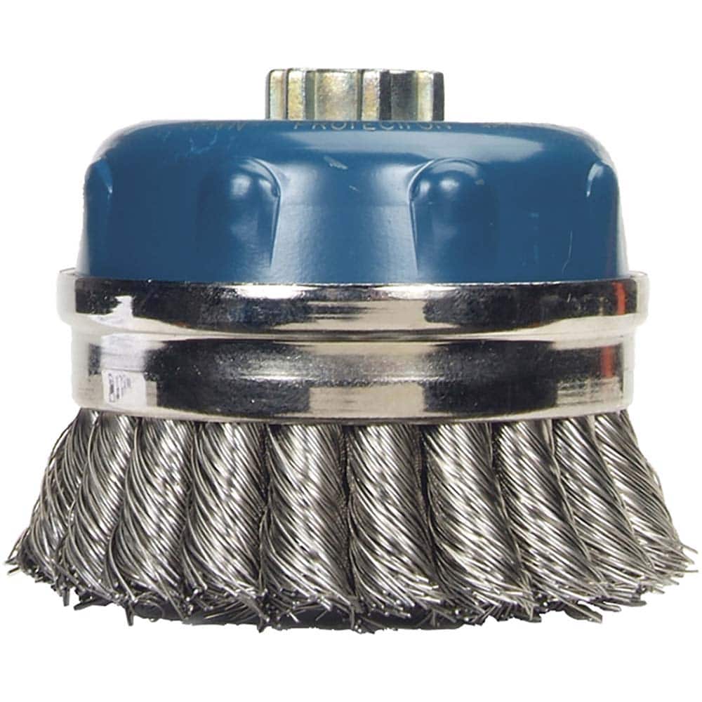 Norton - 4" Diam 5/8-11 Threaded Arbor Stainless Steel Fill Cup Brush - Exact Tooling