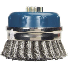 Norton - 4" Diam 5/8-11 Threaded Arbor Stainless Steel Fill Cup Brush - Exact Tooling