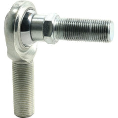 Tritan - 3/8" ID, 5,100 Lb Max Static Cap, Male Spherical Rod End - 3/8-24 RH, 1/2" Shank Diam, 1-1/4" Shank Length, Zinc Plated Carbon Steel with PTFE Lined Chrome Steel Raceway - Exact Tooling