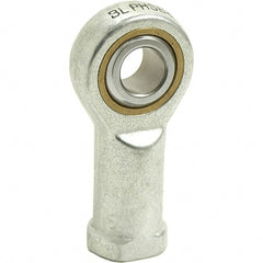 Tritan - 3/4" ID, 3-3/4" Max OD, 11,550 Lb Max Static Cap, Female Spherical Rod End - 3/4-16 UNF RH, 7/8" Shank Diam, 1-9/16" Shank Length, Zinc Plated Carbon Steel with Sintered Oil Impregnated Bronze Raceway - Exact Tooling