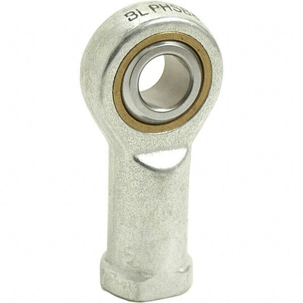 Tritan - 5/8" ID, 3-3/8" Max OD, 7,400 Lb Max Static Cap, Female Spherical Rod End - 5/8-18 UNF RH, 3/4" Shank Diam, 1-3/8" Shank Length, Zinc Plated Carbon Steel with Sintered Oil Impregnated Bronze Raceway - Exact Tooling
