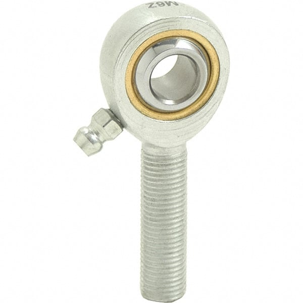 Tritan - 3/4" ID, 3-3/4" Max OD, 11,550 Lb Max Static Cap, Male Spherical Rod End - 3/4-16 RH, 7/8" Shank Diam, 1-3/4" Shank Length, Zinc Plated Carbon Steel with Sintered Oil Impregnated Bronze Raceway - Exact Tooling