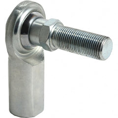 Tritan - 5/8" ID, 9,800 Lb Max Static Cap, Female Spherical Rod End - 5/8-18 UNF RH, 3/4" Shank Diam, 1-3/8" Shank Length, Zinc Plated Carbon Steel with Low Carbon Steel Raceway - Exact Tooling