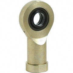 Tritan - 0.315" ID, 1.6535" Max OD, 2,900 Lb Max Static Cap, Female Spherical Rod End - M8 RH, 0.315" Shank Diam, 0.5906" Shank Length, Zinc Plated Carbon Steel with 52100/MoS2 Coated Raceway - Exact Tooling