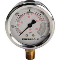 Enerpac - Hydraulic Pressure Gages & Adapters Type: Glycerine Filled Pressure Rating: 3000 - Exact Tooling