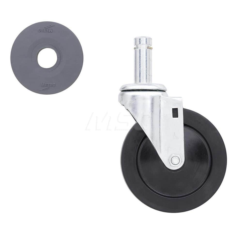 Metro - Cart Accessories; Media Type: Caster ; For Use With: Super Erecta Industrial Wire Shelving Racks ; Color: Silver/Black ; Width: 2.3750 ; Length (Decimal Inch): 5.0000 ; Height (Decimal Inch): 8.281250 - Exact Tooling