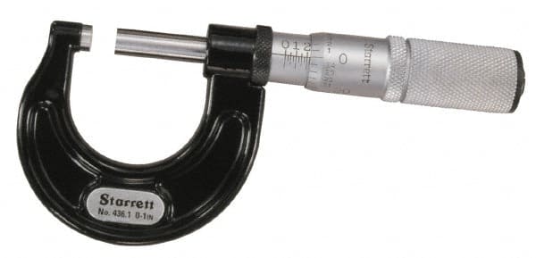 Starrett - 50 to 75mm Range, 0.001mm Graduation, Mechanical Outside Micrometer - Ratchet Stop Thimble, Accurate to 0.002mm - Exact Tooling