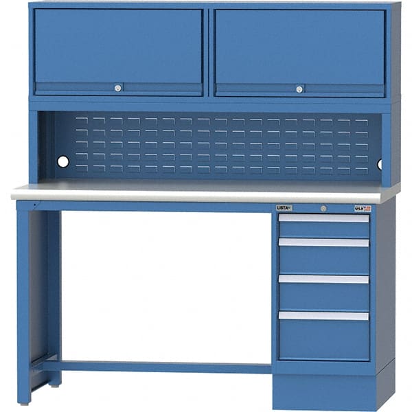LISTA - 72 Wide x 30" Deep x 51-1/4" High, Plastic Laminate Workstation - Fixed Legs, Classic Blue - Exact Tooling