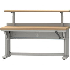 LISTA - 60 Wide x 30" Deep x 58" High, Butcher Block Manual Height Adjustable Workstation - Adjustable Height Legs, Classic Blue - Exact Tooling