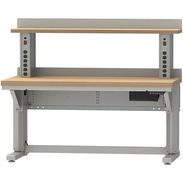 LISTA - 60 Wide x 30" Deep x 58" High, Butcher Block Electric Height Adjustable Workstation - Adjustable Height Legs, Classic Blue - Exact Tooling