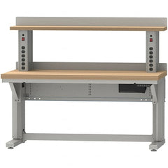 LISTA - 60 Wide x 30" Deep x 58" High, Butcher Block Electric Height Adjustable Workstation - Adjustable Height Legs, Classic Blue - Exact Tooling