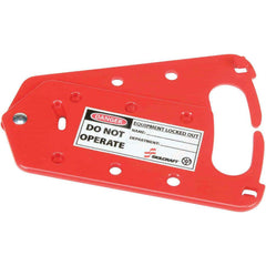 Ability One - Safety & Facility Tags; Message Type: Lockout Tag ; Header: DANGER ; Front Legend: Equipment Locked Out; Do Not Operate ; Back Legend: (Blank) ; Material Type: Plastic ; Language: English - Exact Tooling
