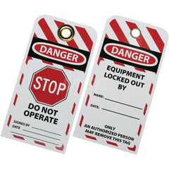 Ability One - Safety & Facility Tags; Message Type: Lockout Tag ; Header: DANGER ; Front Legend: STOP - Exact Tooling