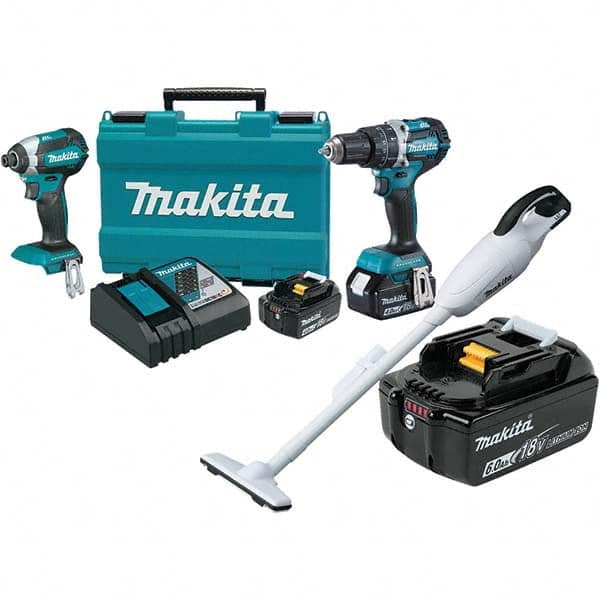 Makita - Cordless Tool Combination Kits Voltage: 18 Tools: 1/2" Hammer Drill; 1/4" Impact Driver - Exact Tooling