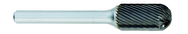 SC-6 -- 5/8 x 1 LOC x 1/4 Shank x 2 OAL Cylindrical Ball Nose Carbide Medium Right Hand Spiral Burr - Exact Tooling
