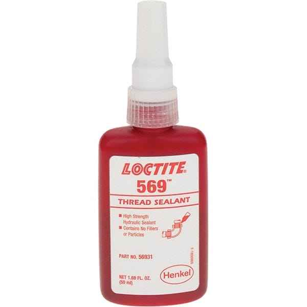 Loctite - 50 mL Bottle, Red Low Strength Threadlocker - Series 569 - Exact Tooling