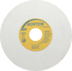 Norton - 7" Diam x 1-1/4" Hole x 1/4" Thick, L Hardness, 220 Grit Surface Grinding Wheel - Aluminum Oxide, Type 1, Very Fine Grade, 3,600 Max RPM, Vitrified Bond, No Recess - Exact Tooling