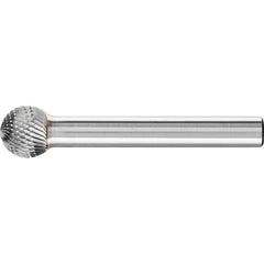 PFERD - SD-3, 3/8" Cut Diam, 1/4" Shank Diam, Carbide Diamond Pattern Ball Burr - Exact Tooling