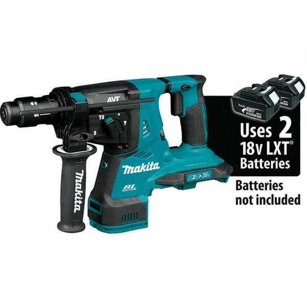 Makita - 36 Volt 1-1/8" SDS Plus Chuck Cordless Rotary Hammer - 5000 BPM, 0 to 980 RPM, Reversible - Exact Tooling