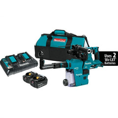 Makita - 36 Volt 1-1/8" SDS Plus Chuck Cordless Rotary Hammer - 5000 BPM, 0 to 980 RPM, Reversible - Exact Tooling