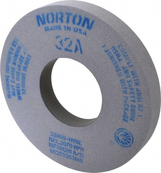 Norton - 12" Diam x 5" Hole x 1-1/2" Thick, H Hardness, 60 Grit Surface Grinding Wheel - Aluminum Oxide, Type 1, Medium Grade, 2,070 Max RPM, Vitrified Bond, No Recess - Exact Tooling