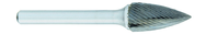 SG-6 -- 16mm x 25mm LOC x 6mm Shank x 50mm OAL Pointed Tree Carbide Medium Right Hand Spiral Burr - Exact Tooling