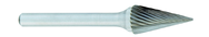 SM-4 -- 3/8 x 5/8 LOC x 1/4 Shank x 2 OAL Pointed Tree Carbide Medium Right Hand Spiral Burr - Exact Tooling