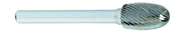 SE-5 -- 1/2 x 7/8 LOC x 1/4 Shank x 2 OAL Egg Shape Carbide Medium Right Hand Spiral Burr - Exact Tooling