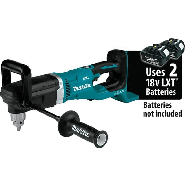 Makita - 36 Volt 1/2" Chuck Right Angle Handle Cordless Drill - 0-1400 RPM, Reversible, Lithium-Ion Batteries Not Included - Exact Tooling