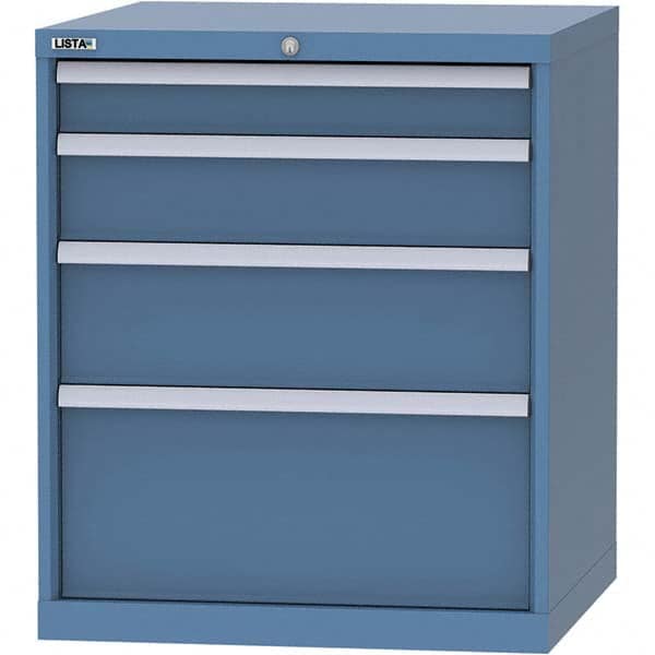 LISTA - 4 Drawer, 45 Compartment Bright Blue Steel Modular Storage Cabinet - Exact Tooling