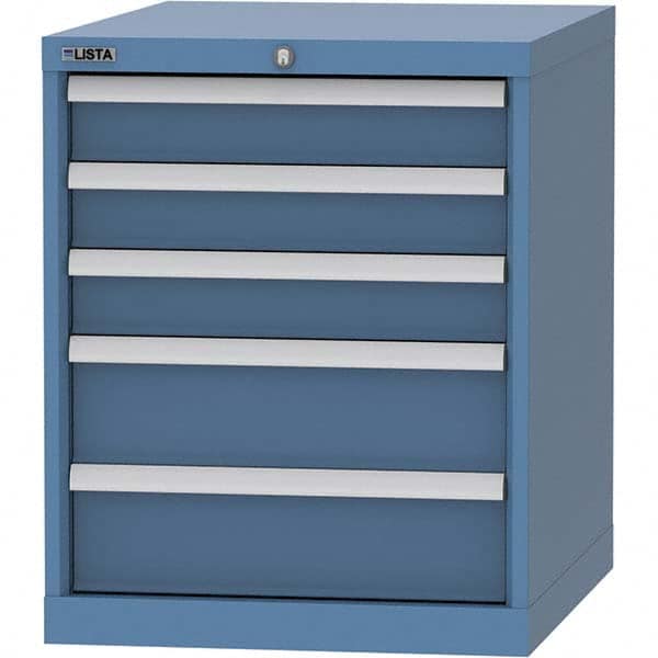 LISTA - 5 Drawer, 99 Compartment Bright Blue Steel Modular Storage Cabinet - Exact Tooling