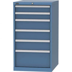 LISTA - 6 Drawer, 99 Compartment Bright Blue Steel Modular Storage Cabinet - Exact Tooling