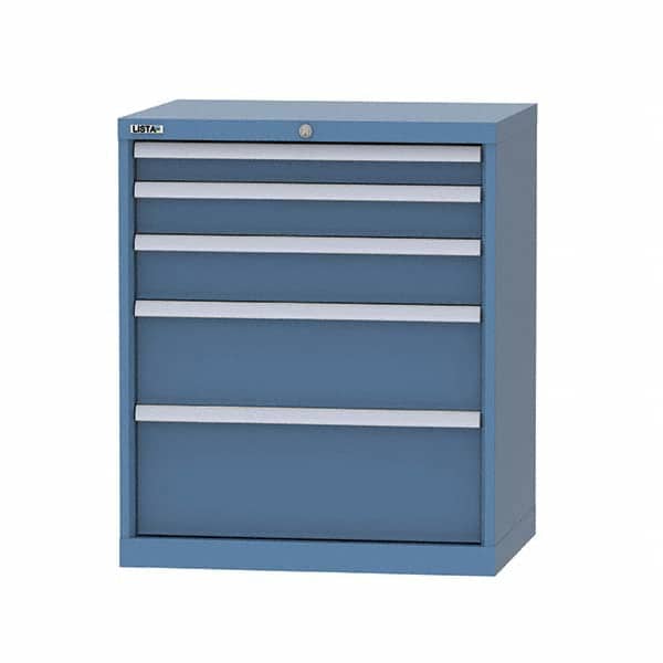LISTA - 5 Drawer, 124 Compartment Bright Blue Steel Modular Storage Cabinet - Exact Tooling