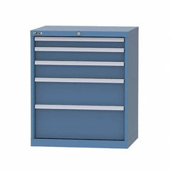 LISTA - 5 Drawer, 124 Compartment Bright Blue Steel Modular Storage Cabinet - Exact Tooling