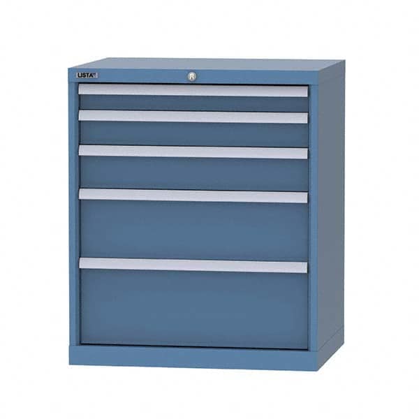 LISTA - 5 Drawer, 124 Compartment Bright Blue Steel Modular Storage Cabinet - Exact Tooling