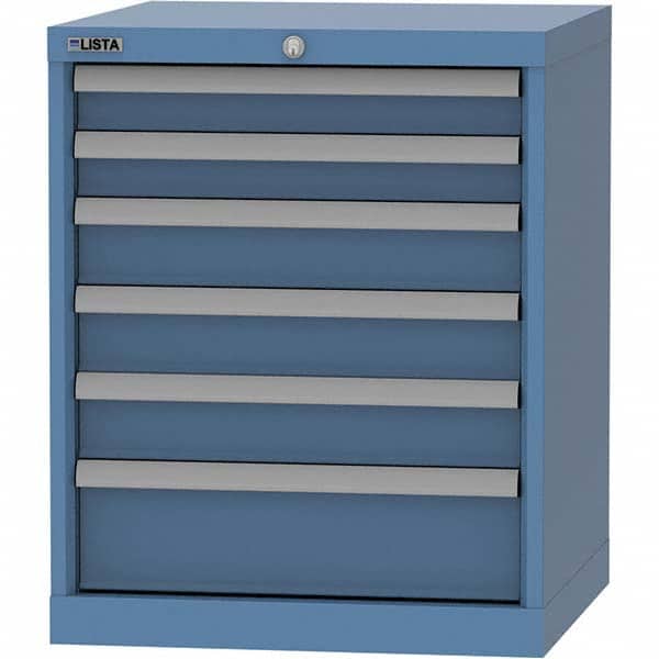 LISTA - 6 Drawer, 84 Compartment Bright Blue Steel Modular Storage Cabinet - Exact Tooling