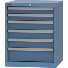 LISTA - 6 Drawer, 84 Compartment Bright Blue Steel Modular Storage Cabinet - Exact Tooling