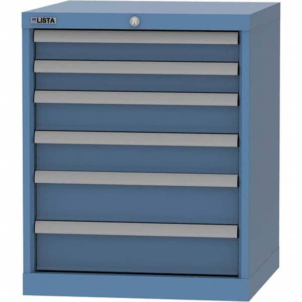 LISTA - 6 Drawer, 84 Compartment Bright Blue Steel Modular Storage Cabinet - Exact Tooling