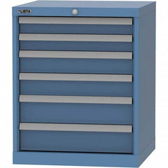 LISTA - 6 Drawer, 84 Compartment Bright Blue Steel Modular Storage Cabinet - Exact Tooling
