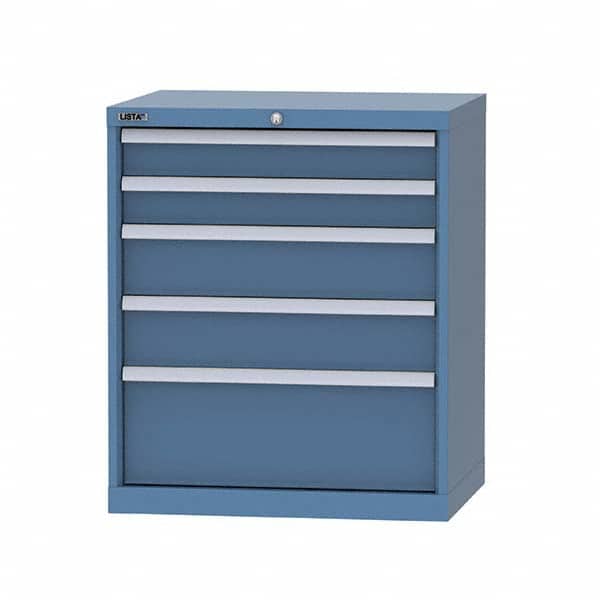 LISTA - 5 Drawer, 124 Compartment Bright Blue Steel Modular Storage Cabinet - Exact Tooling