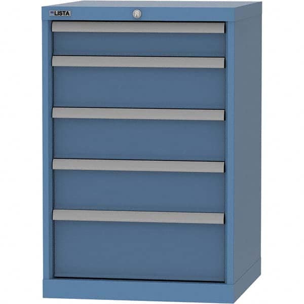 LISTA - 5 Drawer, 84 Compartment Bright Blue Steel Modular Storage Cabinet - Exact Tooling