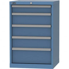 LISTA - 5 Drawer, 84 Compartment Bright Blue Steel Modular Storage Cabinet - Exact Tooling