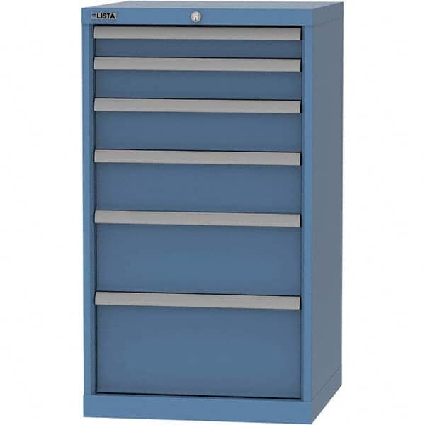 LISTA - 6 Drawer, 84 Compartment Bright Blue Steel Modular Storage Cabinet - Exact Tooling