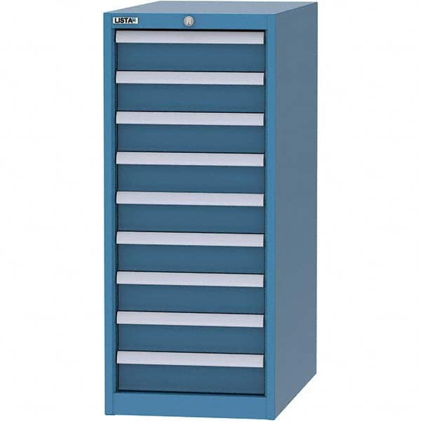 LISTA - 9 Drawer, 45 Compartment Bright Blue Steel Modular Storage Cabinet - Exact Tooling