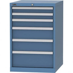 LISTA - 6 Drawer, 99 Compartment Bright Blue Steel Modular Storage Cabinet - Exact Tooling