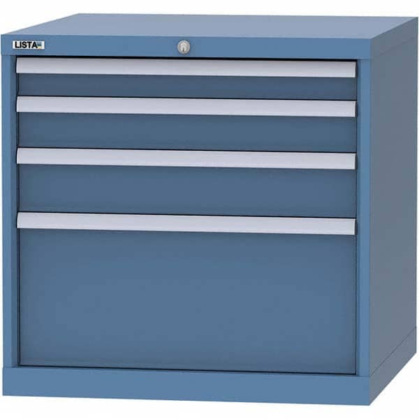 LISTA - 4 Drawer, 45 Compartment Bright Blue Steel Modular Storage Cabinet - Exact Tooling