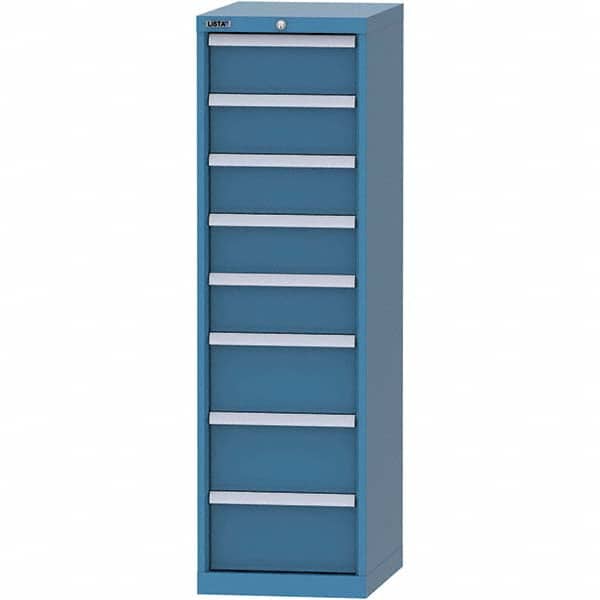 LISTA - 8 Drawer, 216 Compartment Bright Blue Steel Modular Storage Cabinet - Exact Tooling