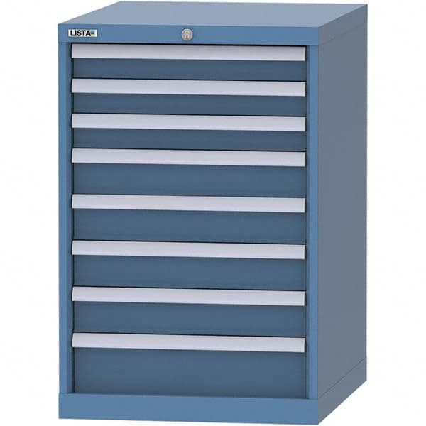 LISTA - 8 Drawer, 99 Compartment Bright Blue Steel Modular Storage Cabinet - Exact Tooling