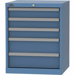 LISTA - 5 Drawer, 84 Compartment Bright Blue Steel Modular Storage Cabinet - Exact Tooling