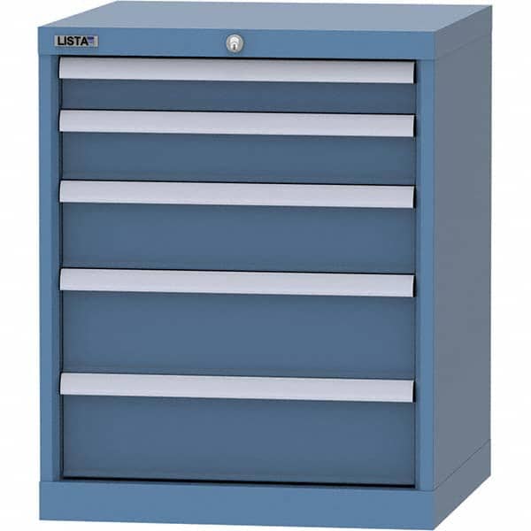 LISTA - 5 Drawer, 84 Compartment Bright Blue Steel Modular Storage Cabinet - Exact Tooling